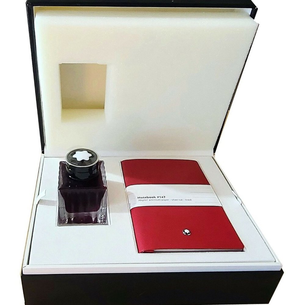 MONTBLANC RARE SET RED INK 50 ml & #147 RED NOTEBOOK BOXED NEW 117597 GERMANY